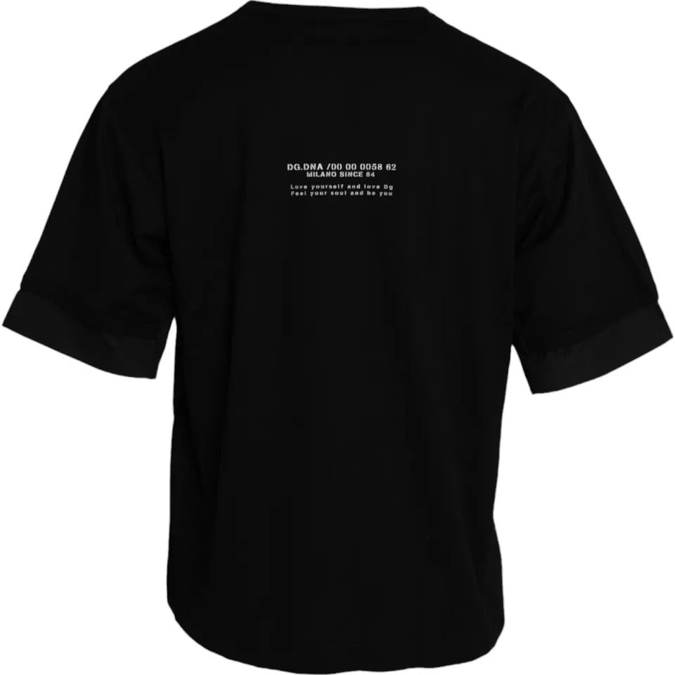 Dolce & Gabbana – Schwarzes Herren-T-Shirt mit kurzen Ärmeln und Tasche aus Baumwolle