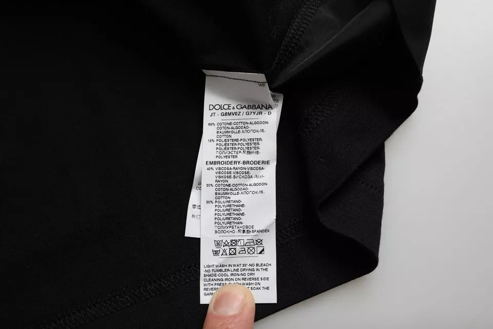 Dolce & Gabbana – Schwarzes Herren-T-Shirt mit kurzen Ärmeln und Tasche aus Baumwolle
