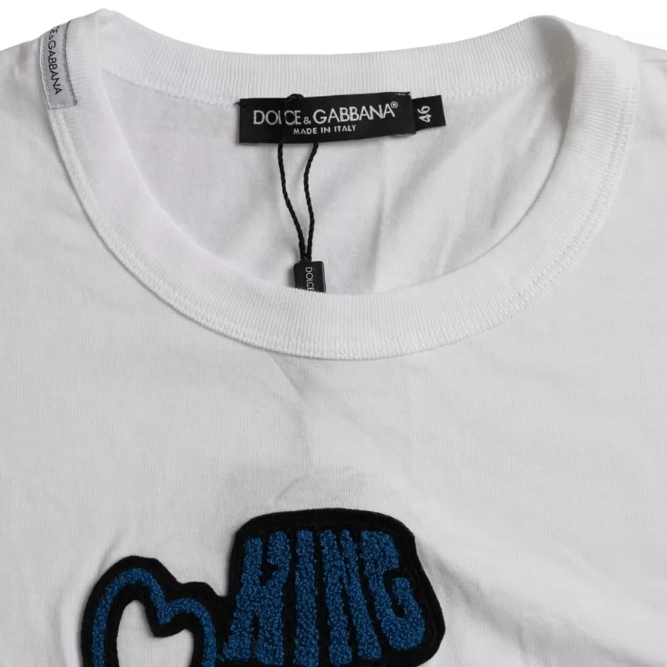 Dolce & Gabbana – Weißes T-Shirt „King Of Love“ mit Rundhalsausschnitt und kurzen Ärmeln