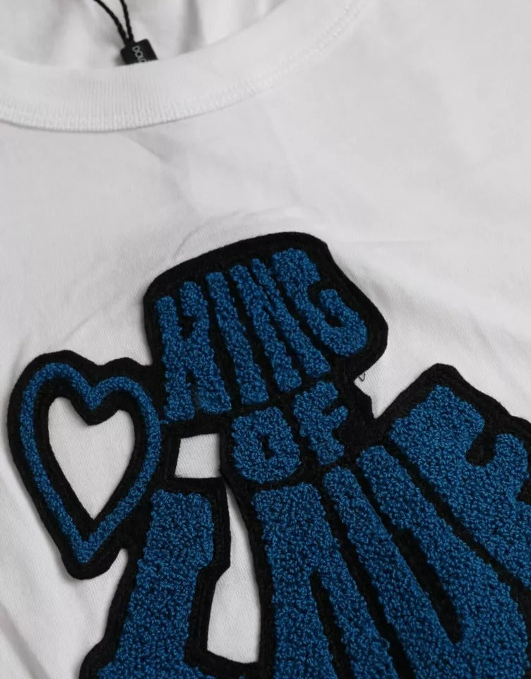 Dolce & Gabbana – Weißes T-Shirt „King Of Love“ mit Rundhalsausschnitt und kurzen Ärmeln