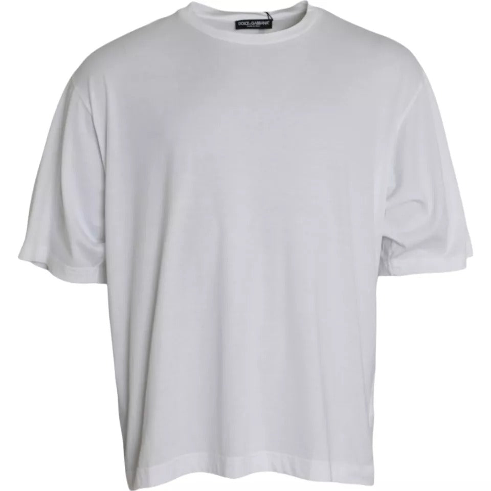 Dolce & Gabbana – Weißes, kurzärmliges T-Shirt aus Baumwolle mit Rundhalsausschnitt