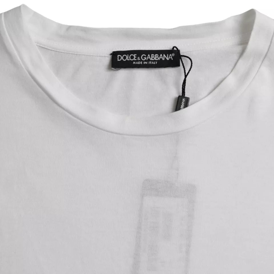 Dolce & Gabbana – Weißes, kurzärmliges T-Shirt aus Baumwolle mit Rundhalsausschnitt