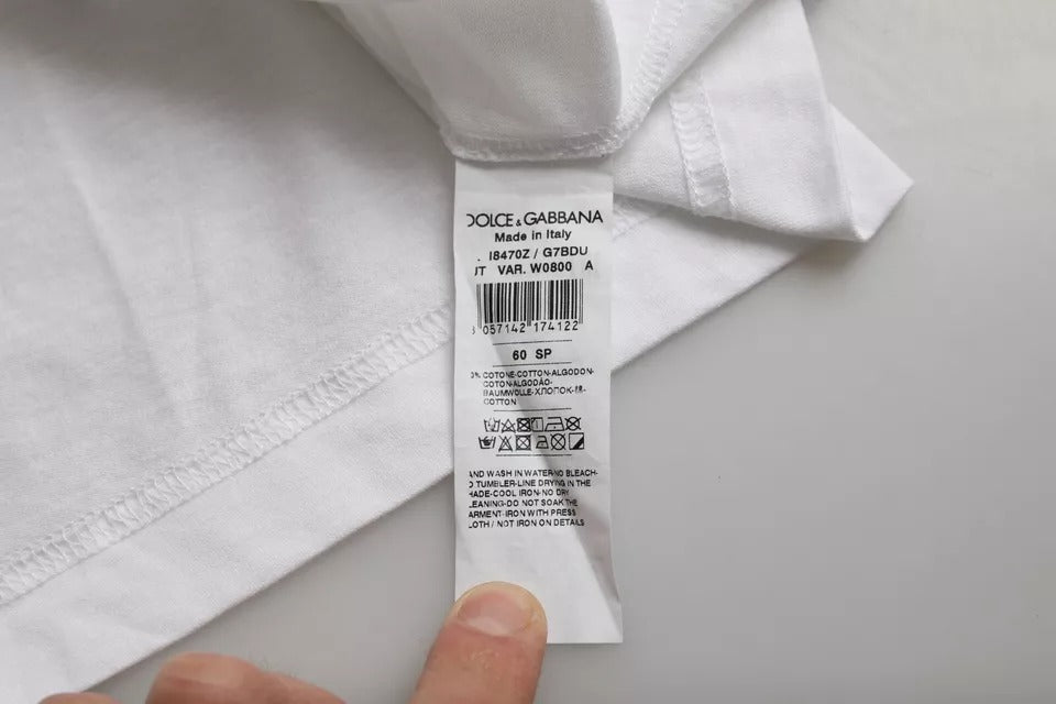 Dolce & Gabbana – Weißes, kurzärmliges T-Shirt aus Baumwolle mit Rundhalsausschnitt