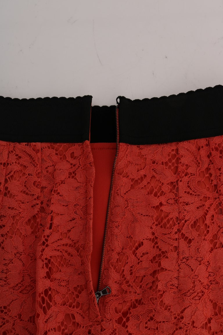 Orangefarbener Bleistiftrock aus Makramee-Spitze von Dolce & Gabbana