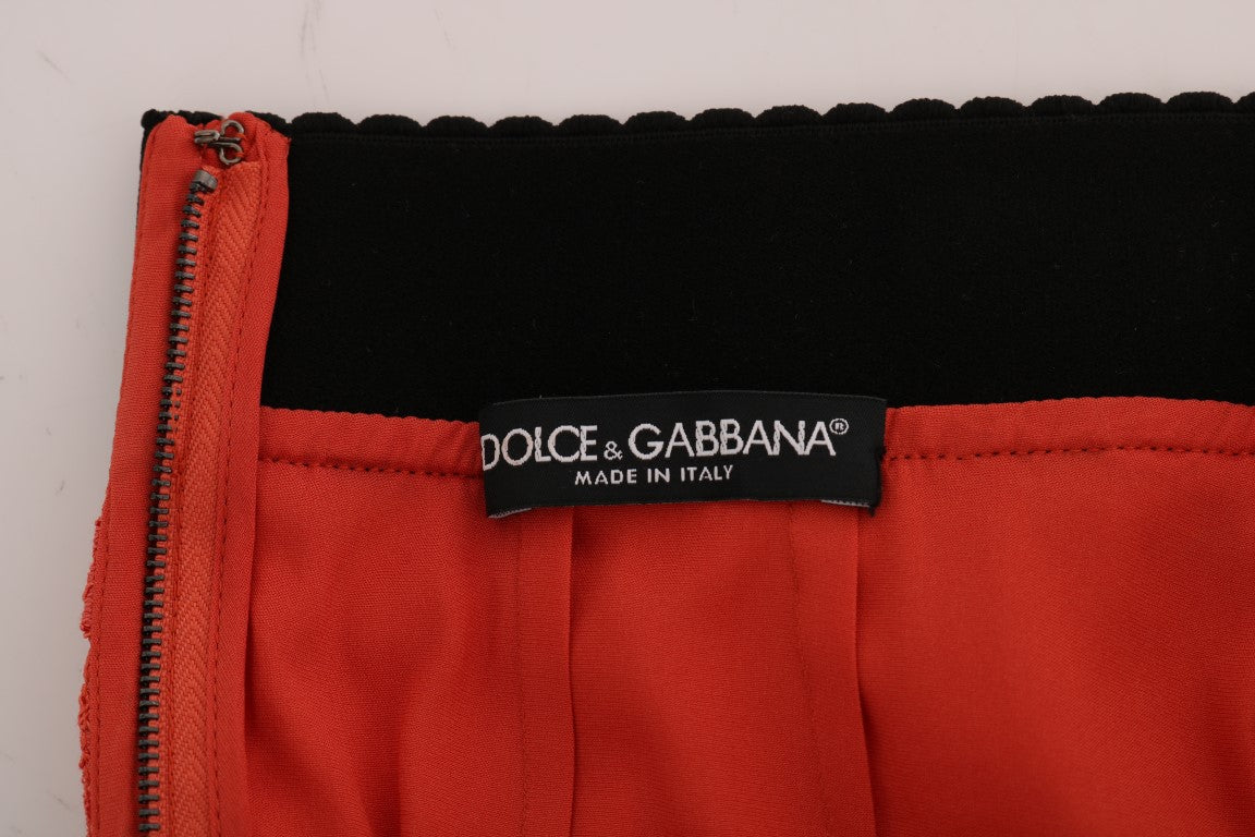 Orangefarbener Bleistiftrock aus Makramee-Spitze von Dolce & Gabbana