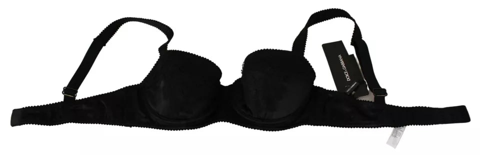 Dolce & Gabbana Schwarze Balconcino-BH-Unterwäsche aus Seidenspitze