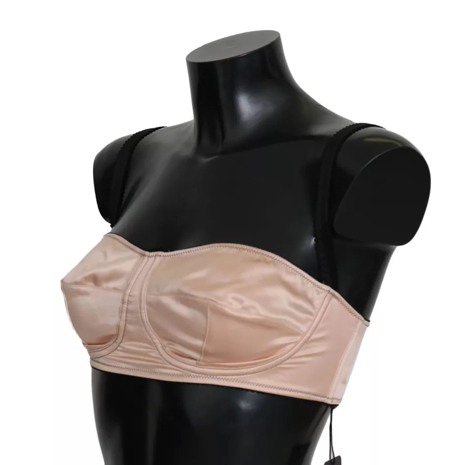 Dolce & Gabbana Schwarzer Balconcino-BH mit Trägern in Rosa