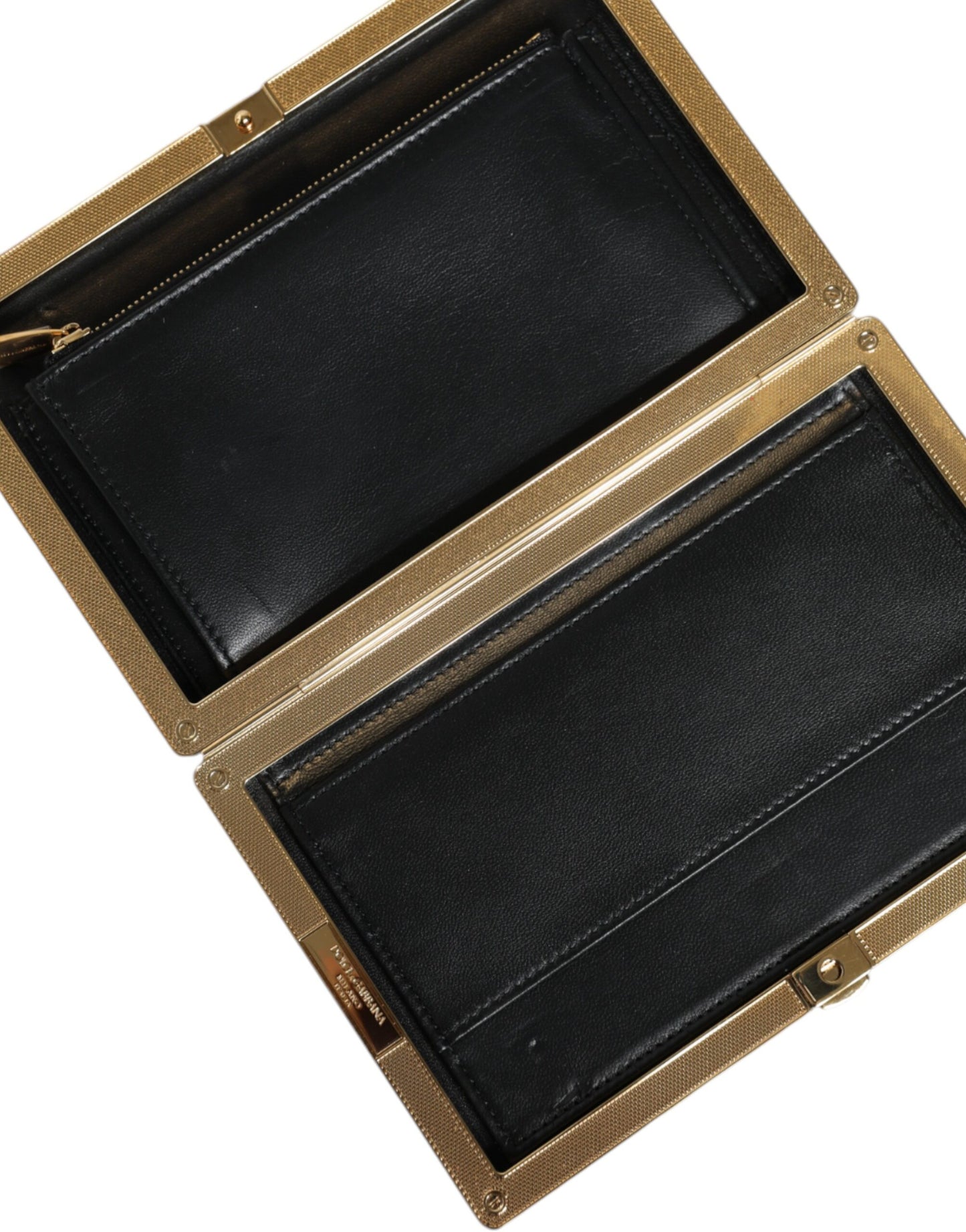 Dolce & Gabbana – Clutch mit mehrfarbigem Blumenmuster und goldenem Rahmen, Abendtasche