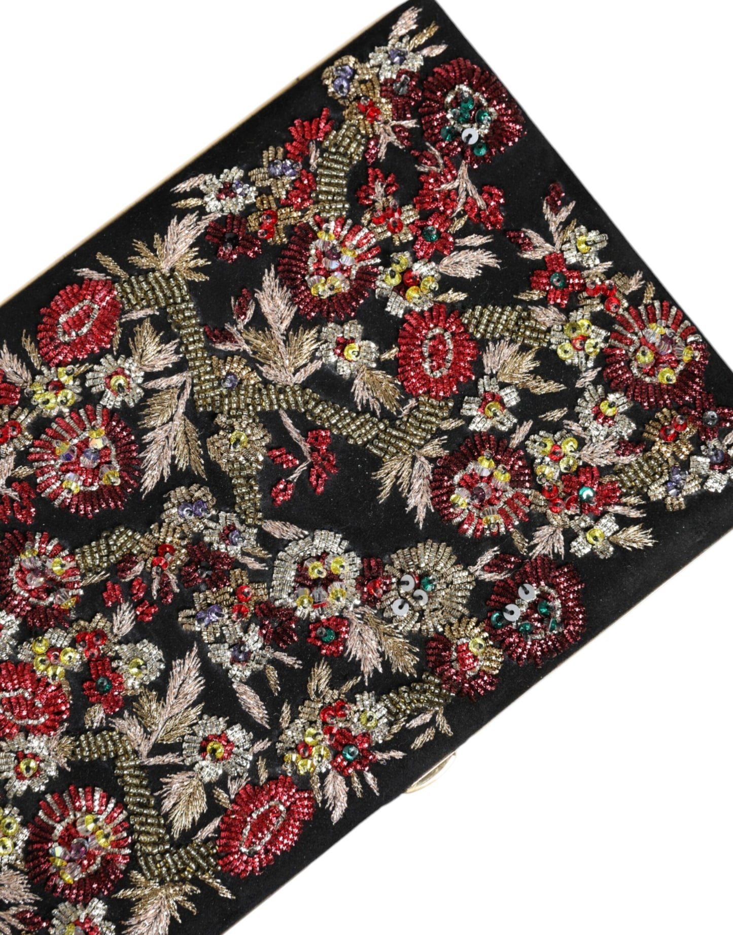 Dolce & Gabbana – Clutch mit mehrfarbigem Blumenmuster und goldenem Rahmen, Abendtasche