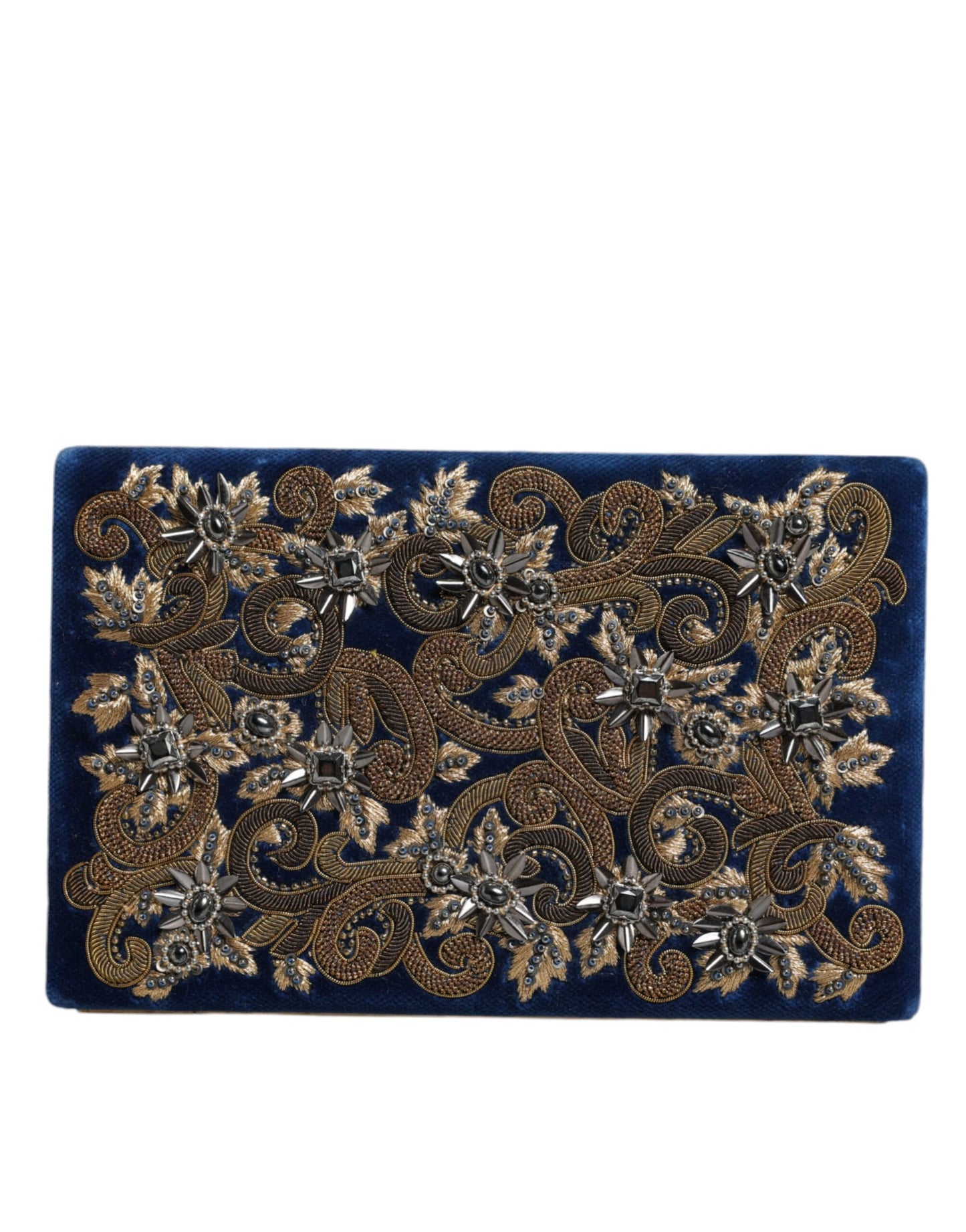 Dolce & Gabbana Blauer Samt Goldrahmen Clutch Abend Party Handtasche Tasche