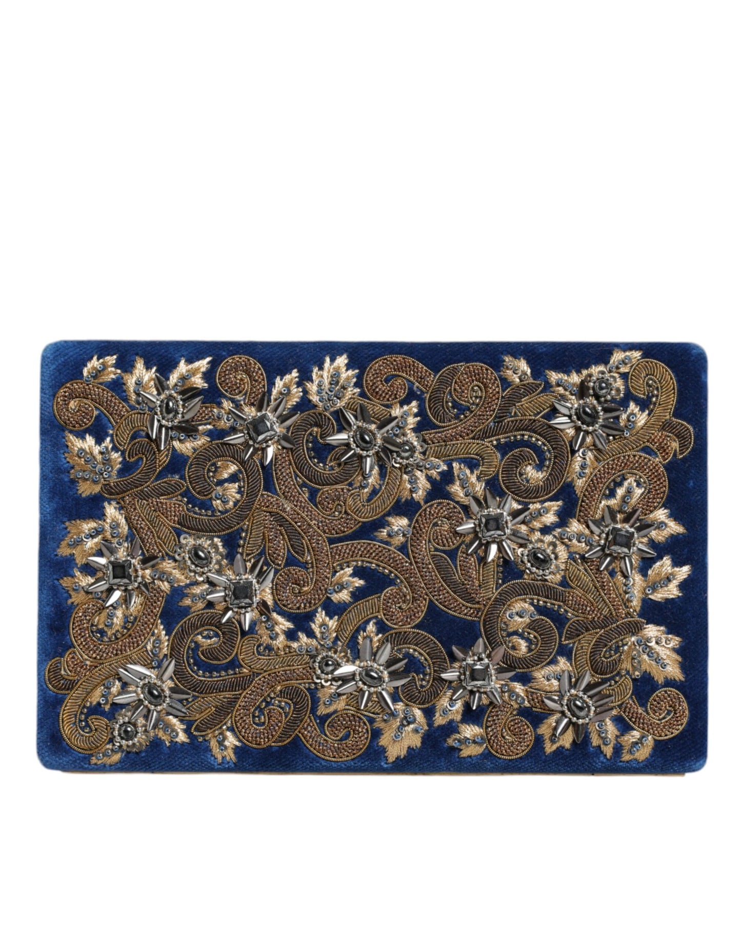 Dolce & Gabbana Blauer Samt Goldrahmen Clutch Abend Party Handtasche Tasche