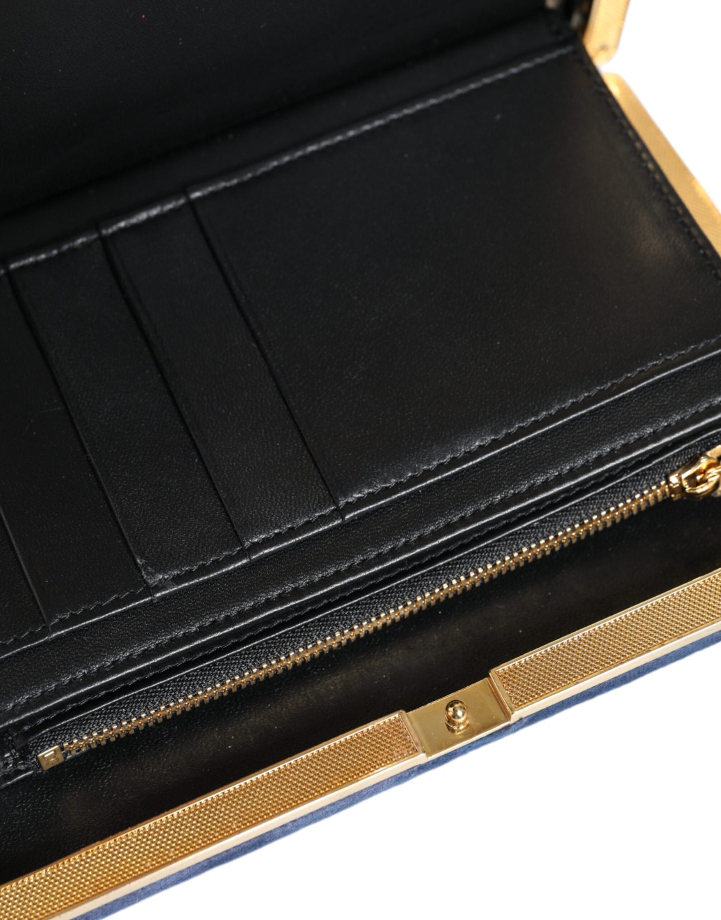 Dolce & Gabbana Blauer Samt Goldrahmen Clutch Abend Party Handtasche Tasche