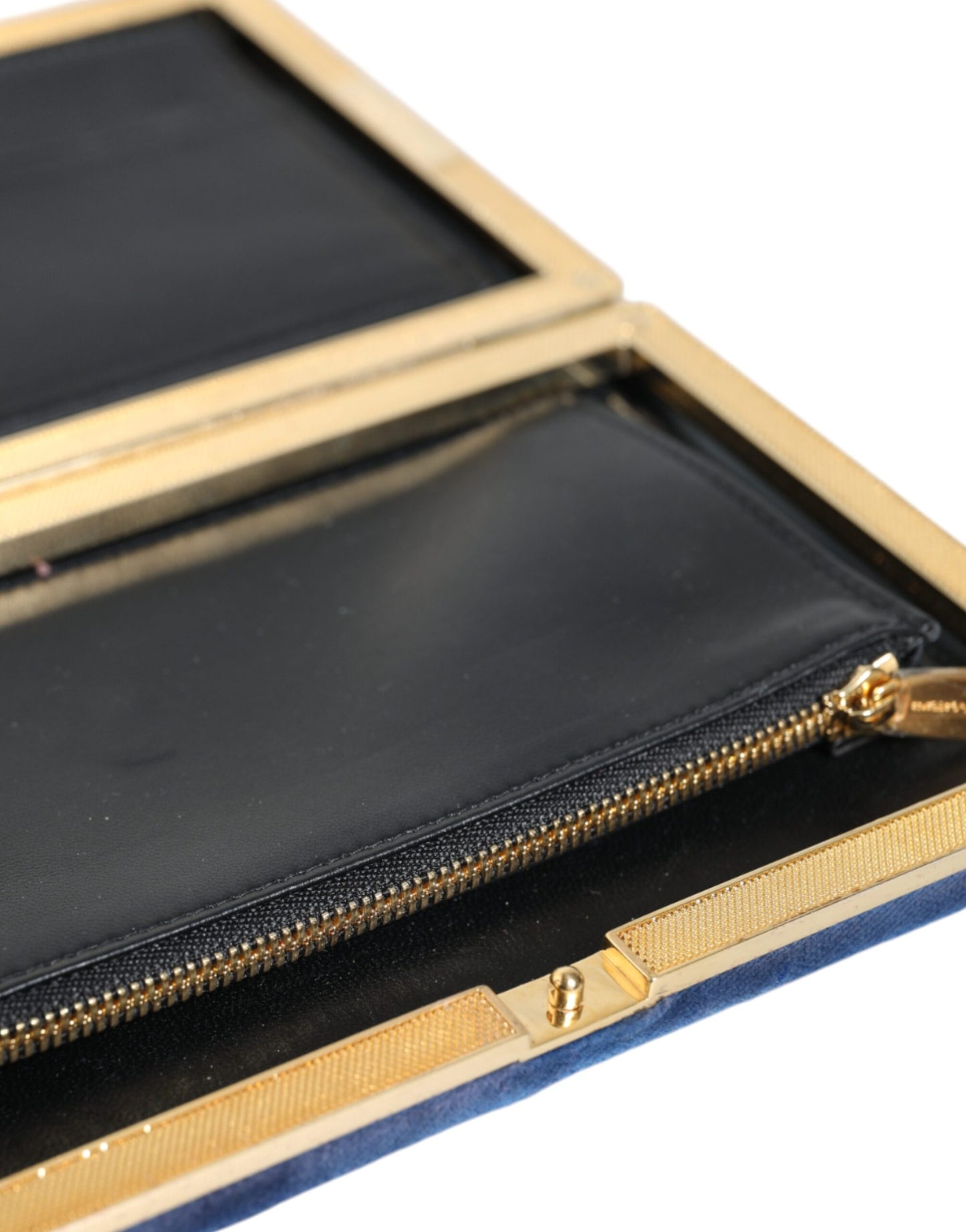 Dolce & Gabbana Blauer Samt Goldrahmen Clutch Abend Party Handtasche Tasche