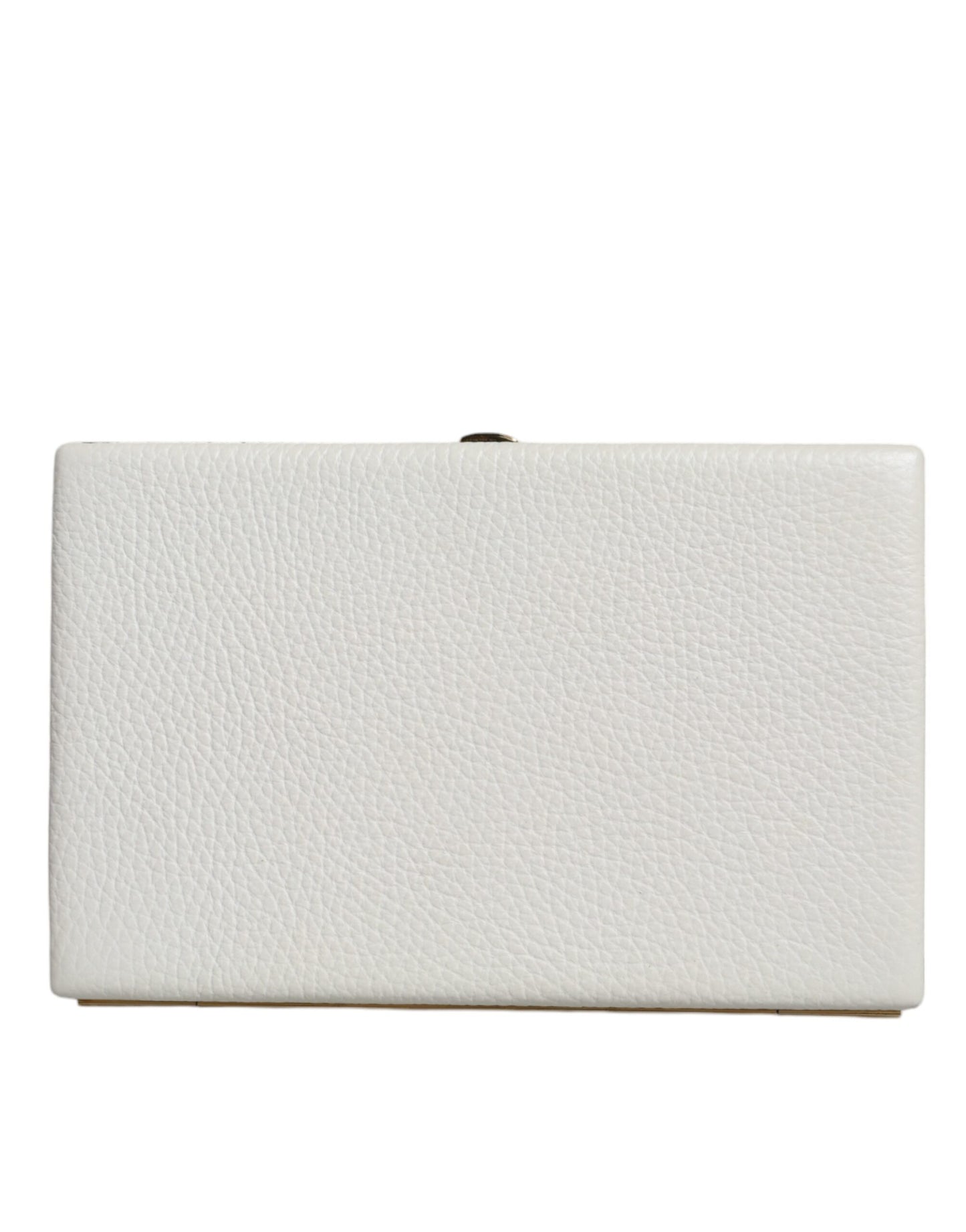 Dolce & Gabbana Clutch aus weißem Leder mit Goldrahmen, Abendtasche