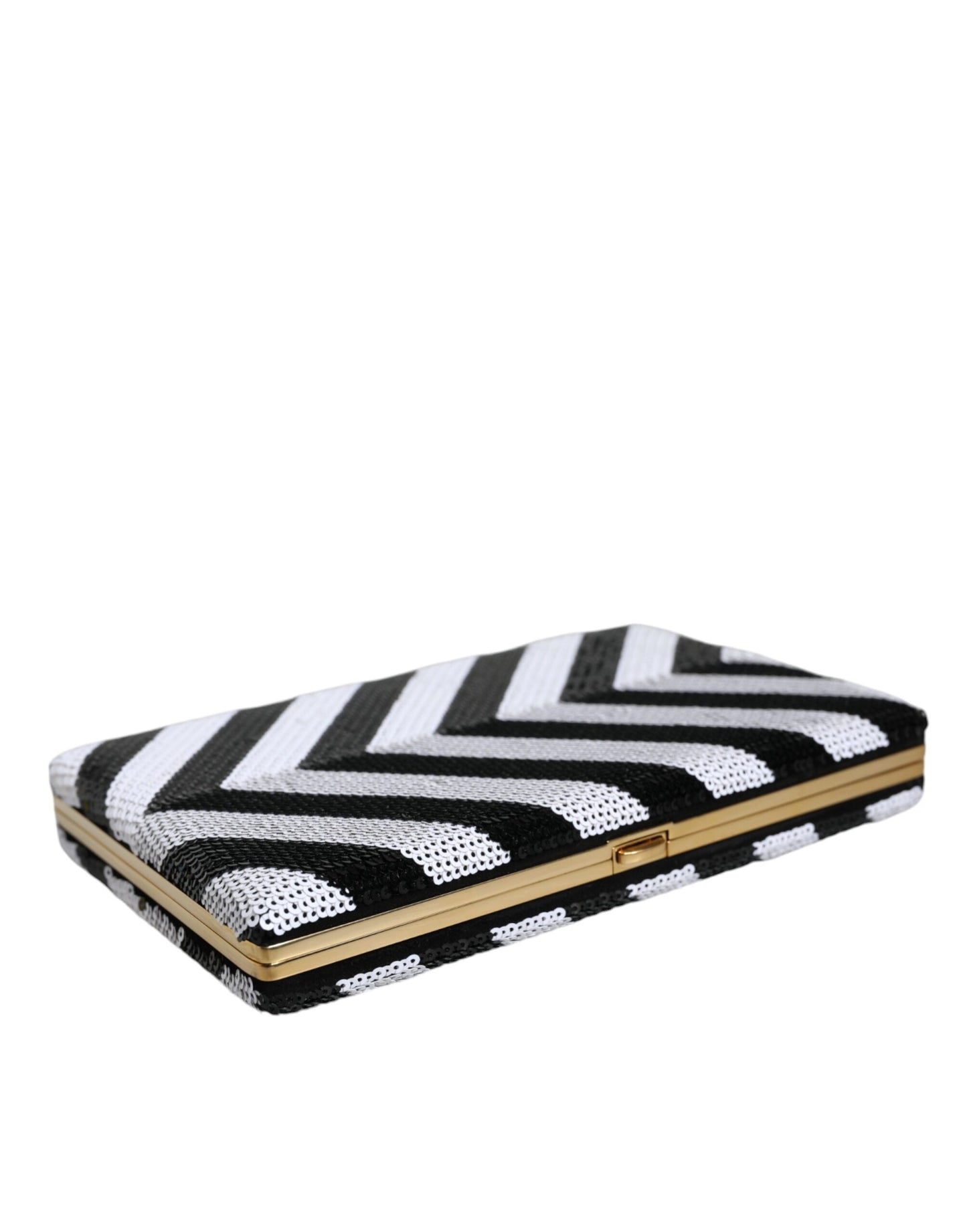 Dolce & Gabbana Schwarz Weiß Gold Rahmen Clutch Abend Party Handtasche Tasche
