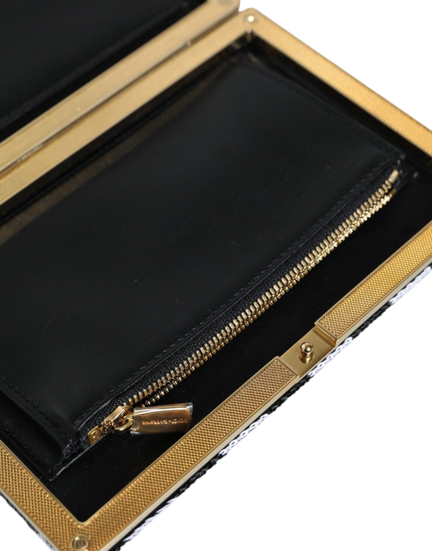 Dolce & Gabbana Schwarz Weiß Gold Rahmen Clutch Abend Party Handtasche Tasche