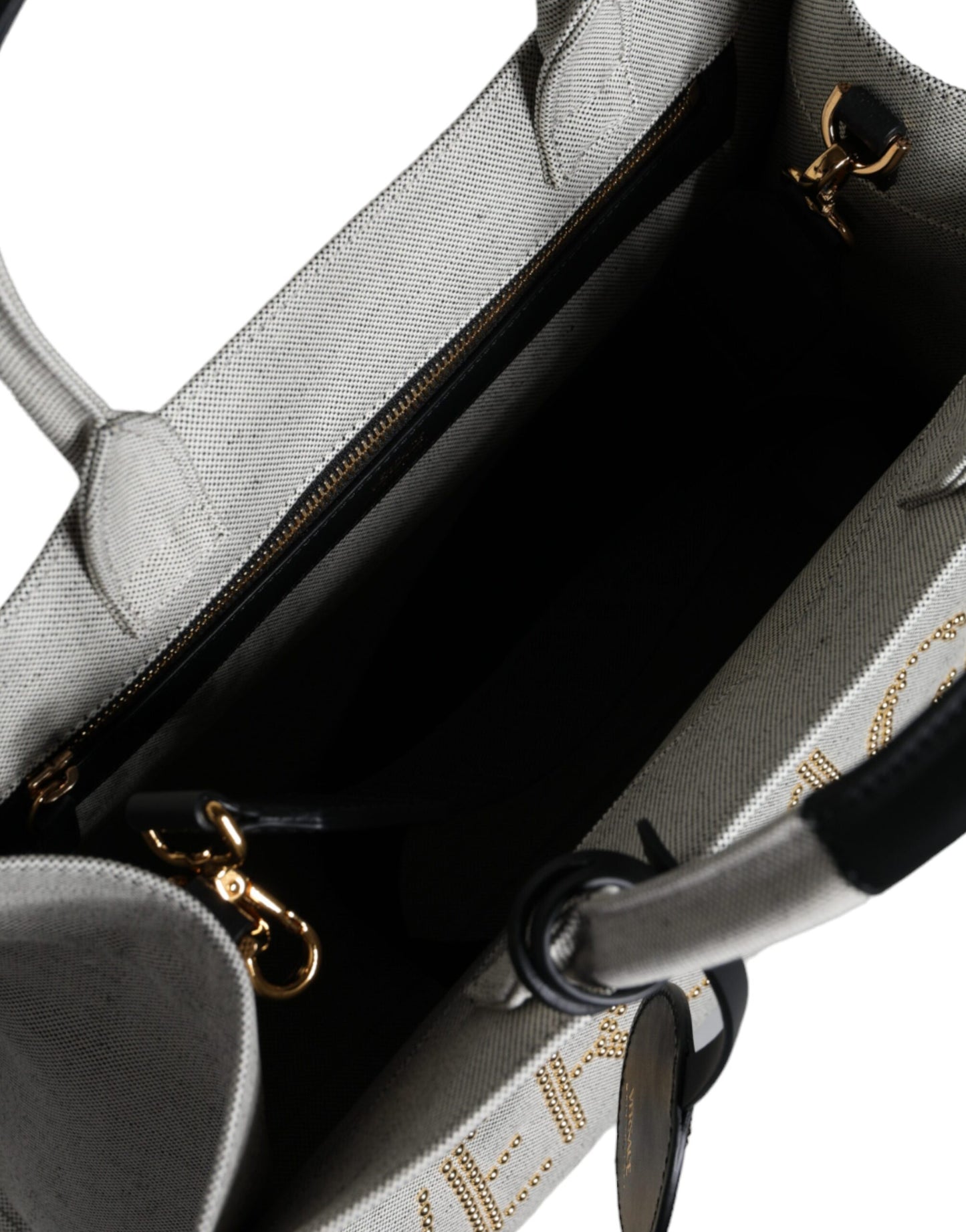 Versace – Weiße Umhängetasche aus Canvas und Leder mit Logo am oberen Griff