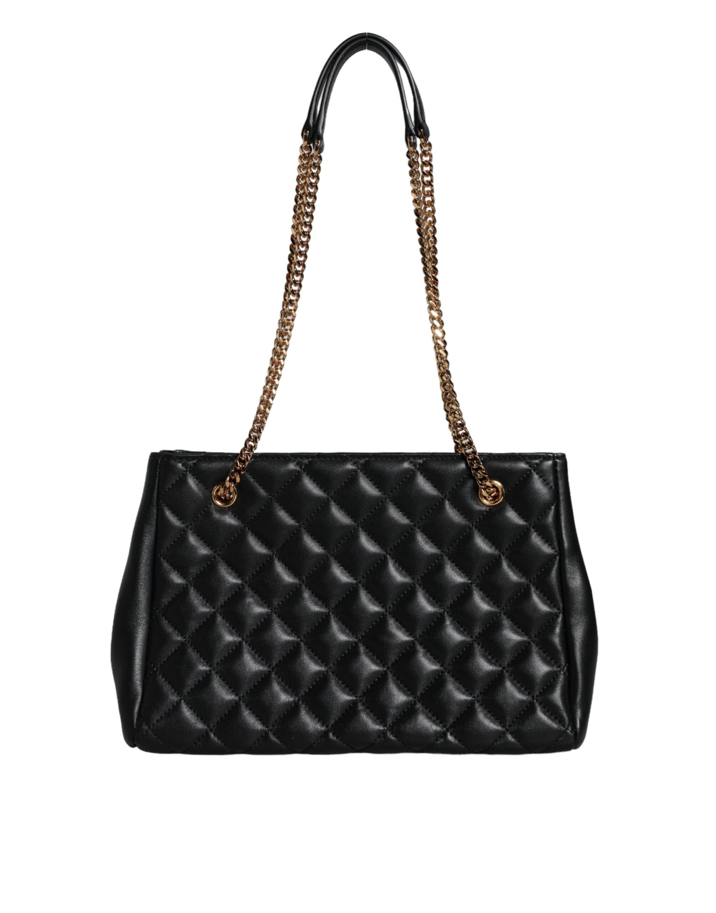 Versace – Schultertasche aus gestepptem Nappaleder mit Kettenriemen in Schwarz