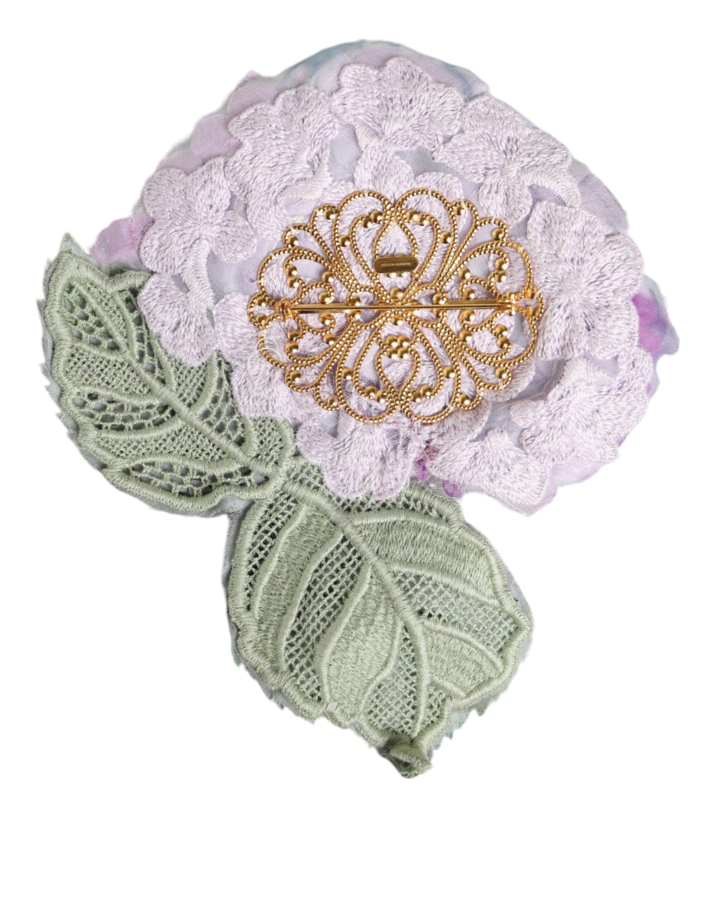 Dolce & Gabbana – Mehrfarbige Hortensien-Brosche aus goldfarbenem Messing