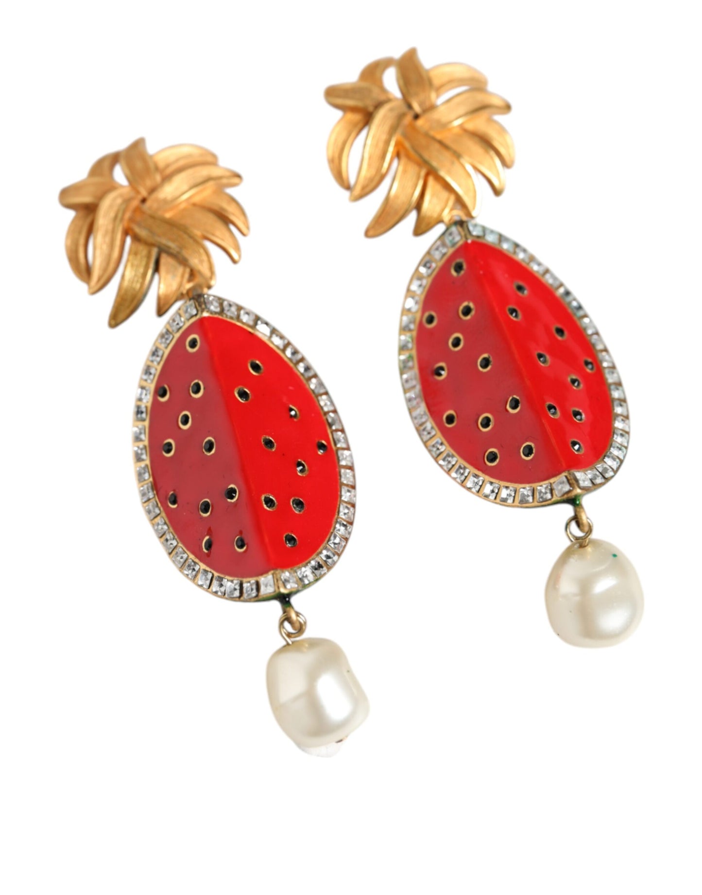 Dolce & Gabbana – Clip-Ohrringe mit Kristallen in Rot und Gold aus Messing