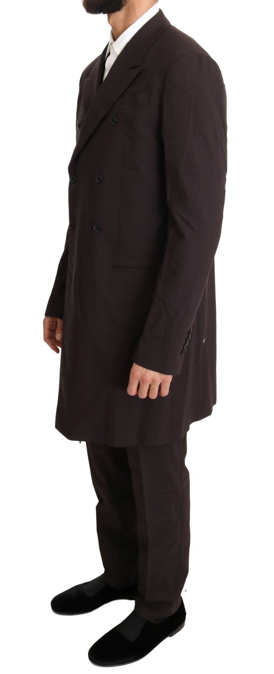 Dolce & Gabbana – Langer, 3-teiliger Anzug aus Wollstretch in Bordeaux