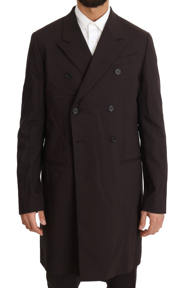 Dolce & Gabbana – Langer, 3-teiliger Anzug aus Wollstretch in Bordeaux