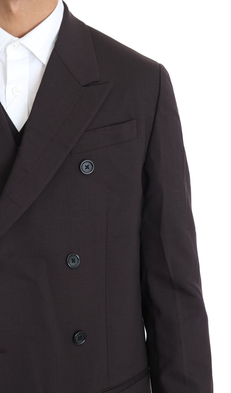 Dolce & Gabbana – Langer, 3-teiliger Anzug aus Wollstretch in Bordeaux