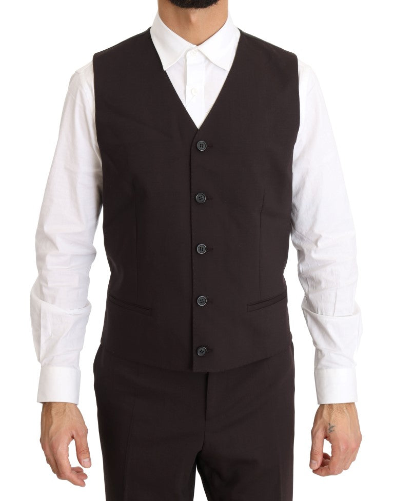Dolce & Gabbana – Langer, 3-teiliger Anzug aus Wollstretch in Bordeaux