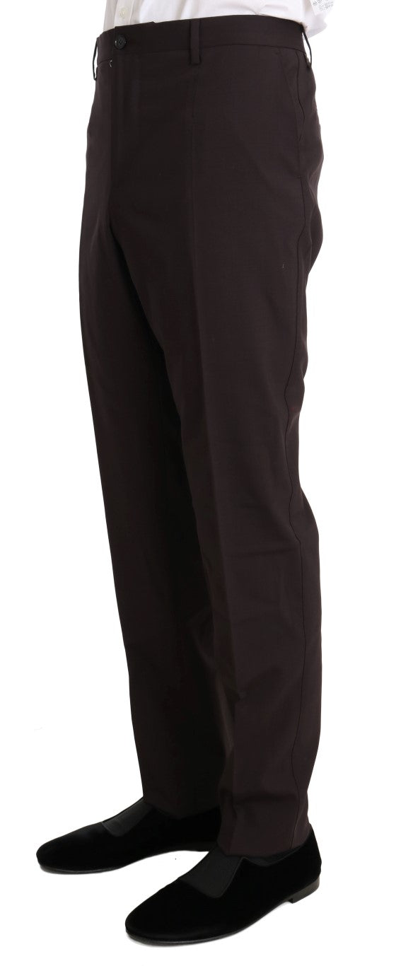 Dolce & Gabbana – Langer, 3-teiliger Anzug aus Wollstretch in Bordeaux