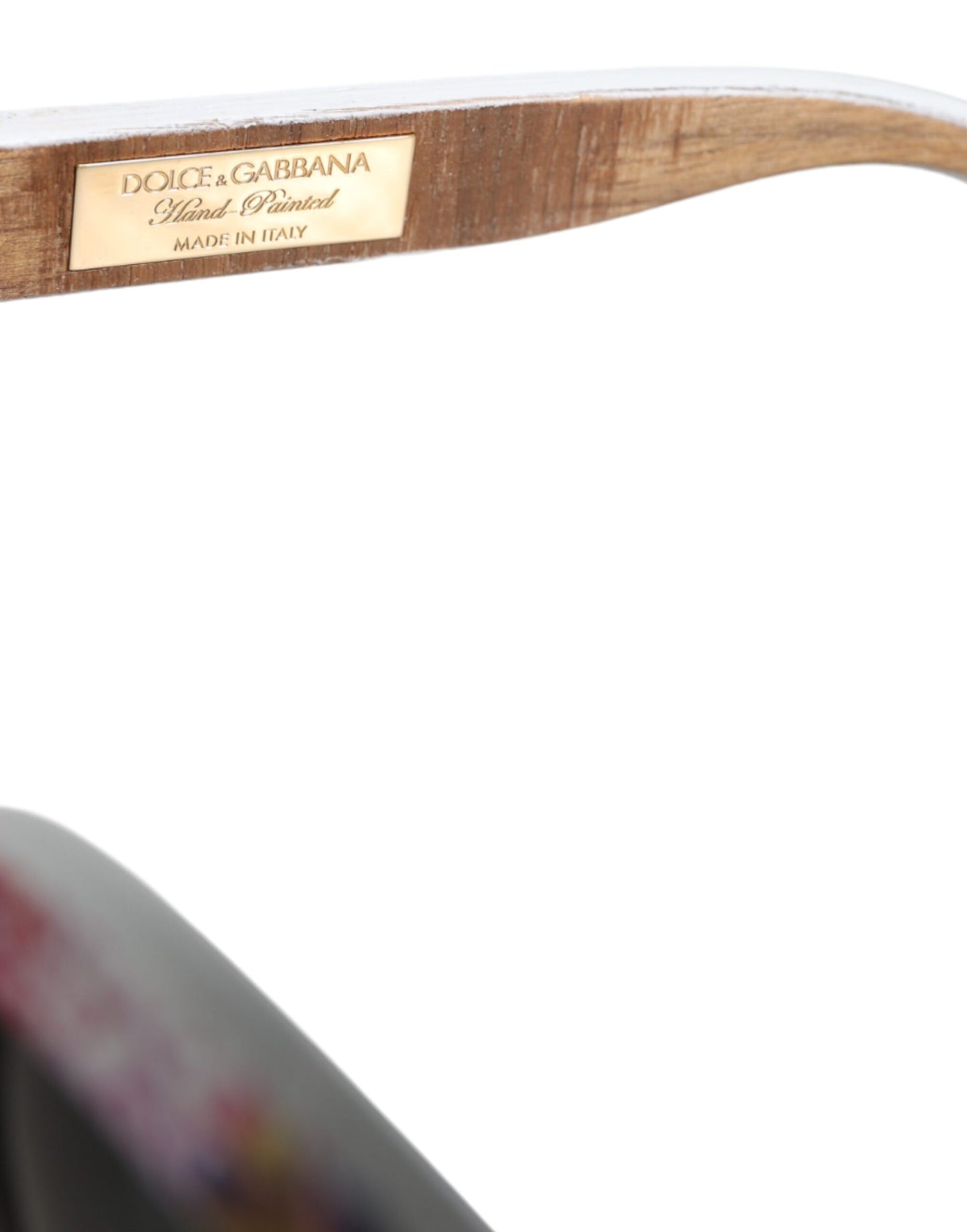 Dolce & Gabbana Sonnenbrille mit mehrfarbigem Holz- und Kristallrahmen aus Messing und handbemaltem Blumenmuster
