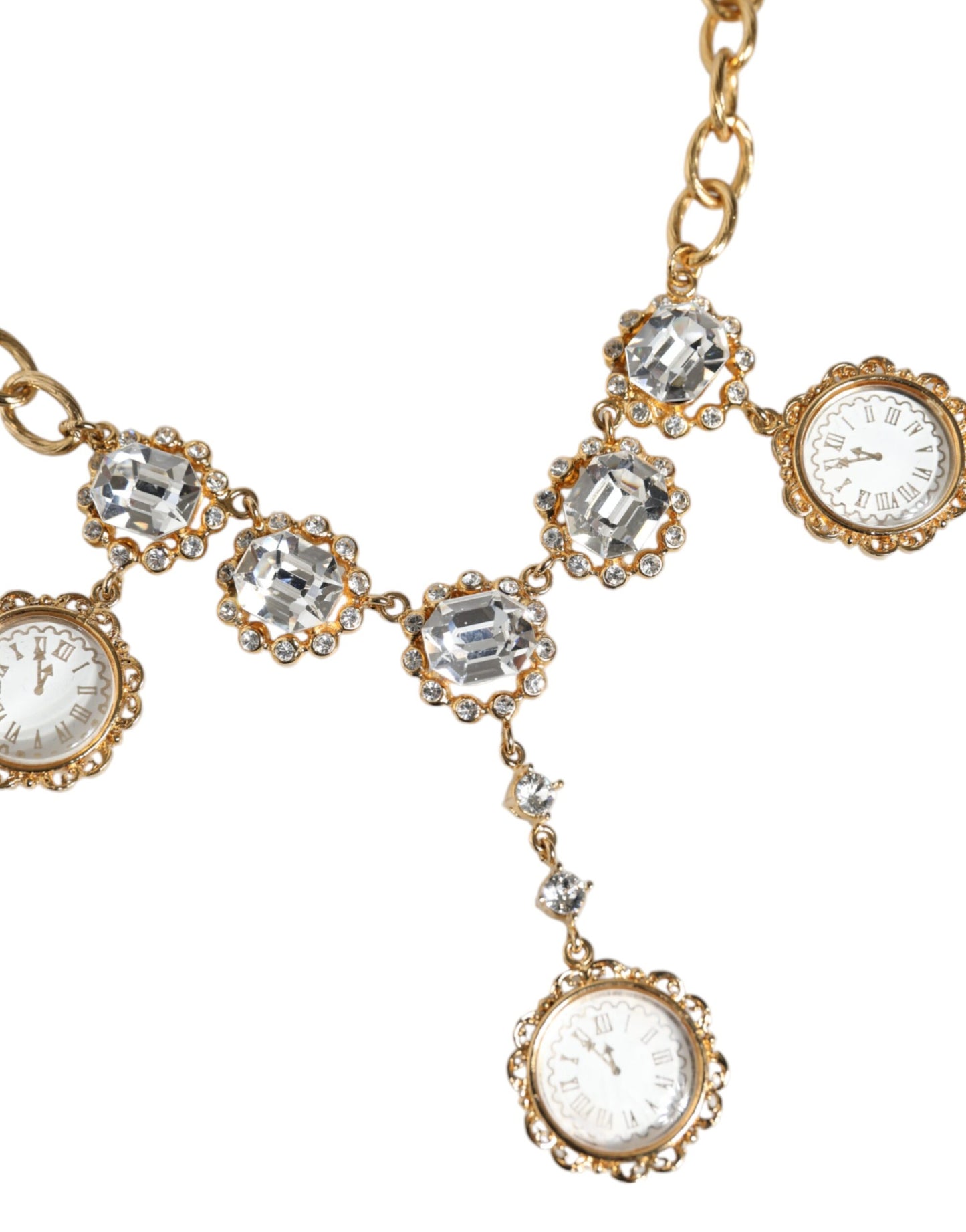 Dolce & Gabbana Statement-Halskette mit goldener Kette und Kristalluhr aus Messing