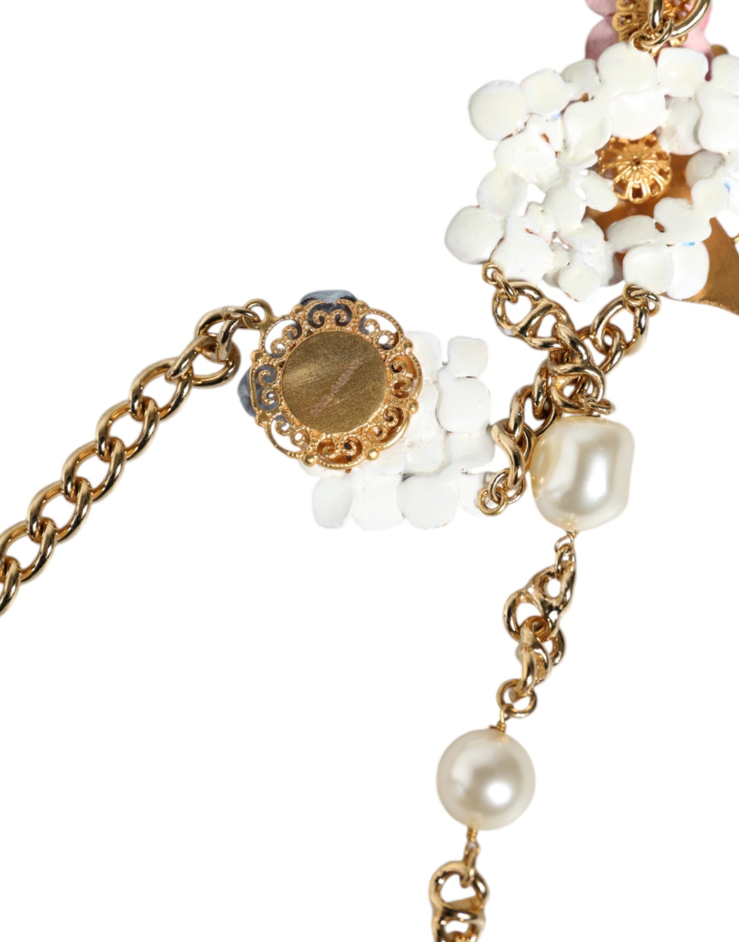 Dolce & Gabbana – Halskette mit floralem Muster und mehrlagiger Kristallperle aus Messing
