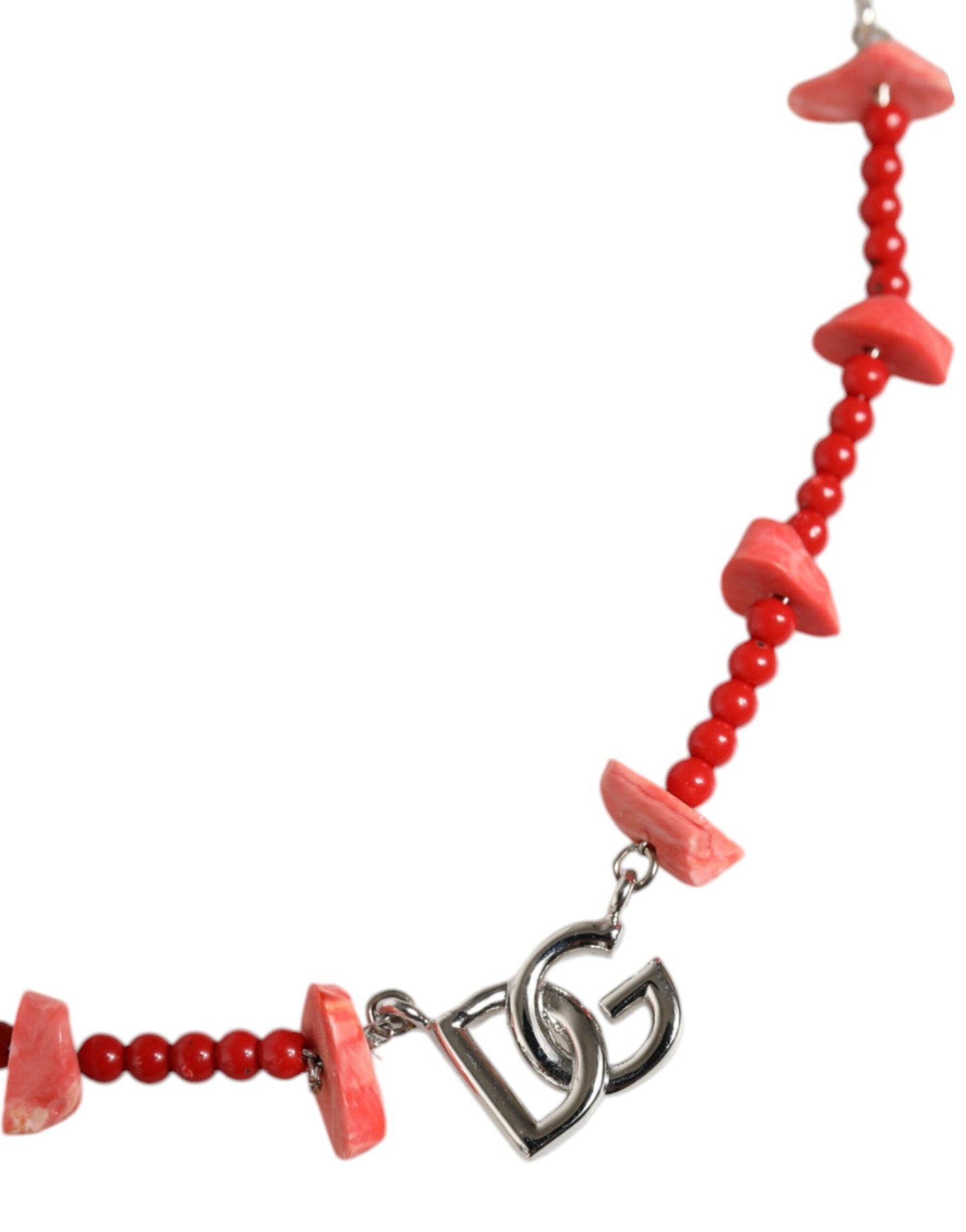 Dolce & Gabbana – Halskette mit DG-Logo aus silberfarbenem Messing und Harzperlen