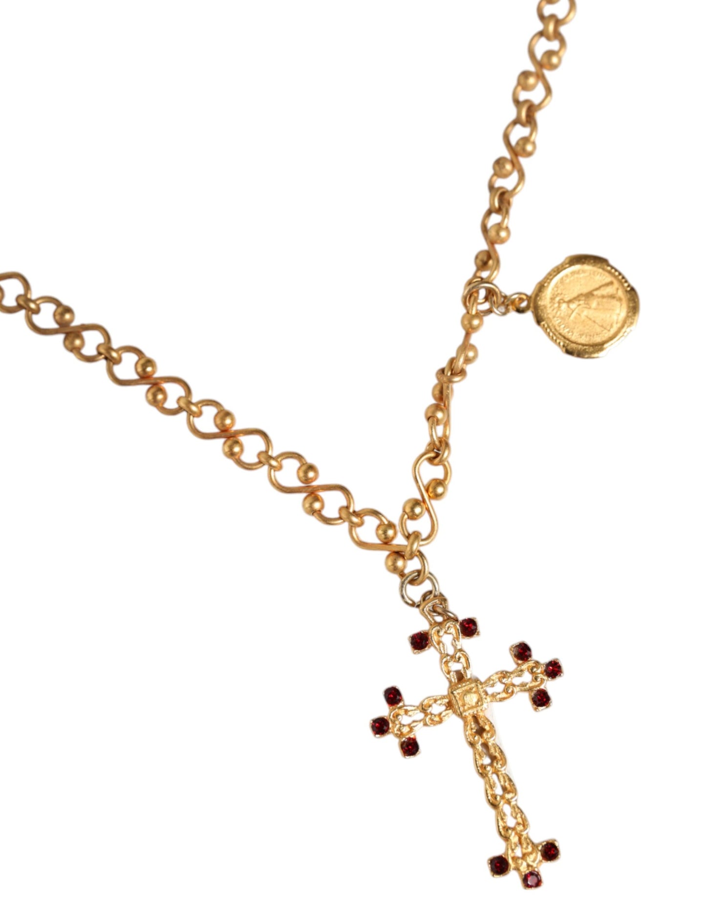 Dolce & Gabbana – Halskette mit religiösem Kreuzanhänger aus goldfarbener Messingkette