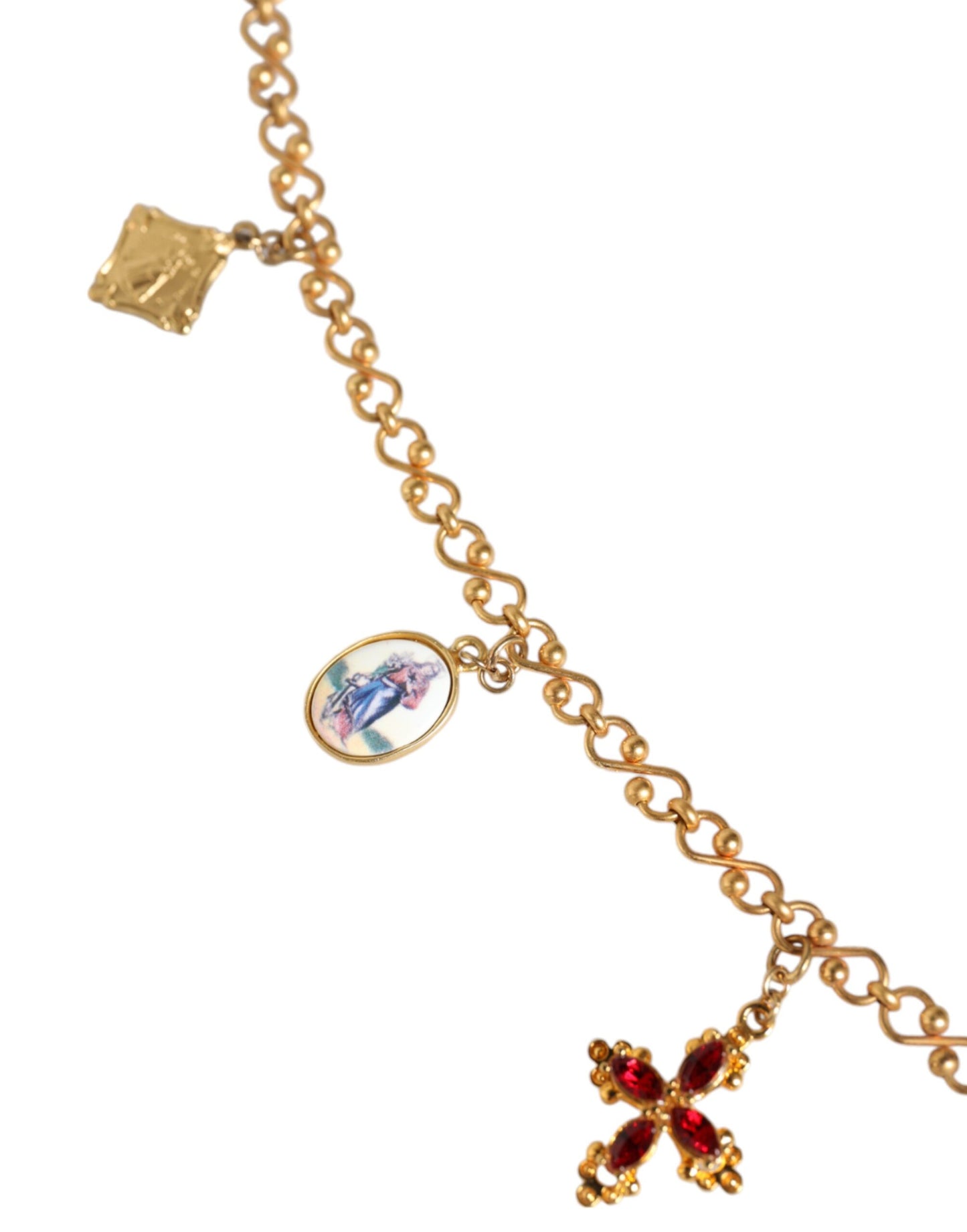 Dolce & Gabbana – Halskette mit religiösem Kreuzanhänger aus goldfarbener Messingkette
