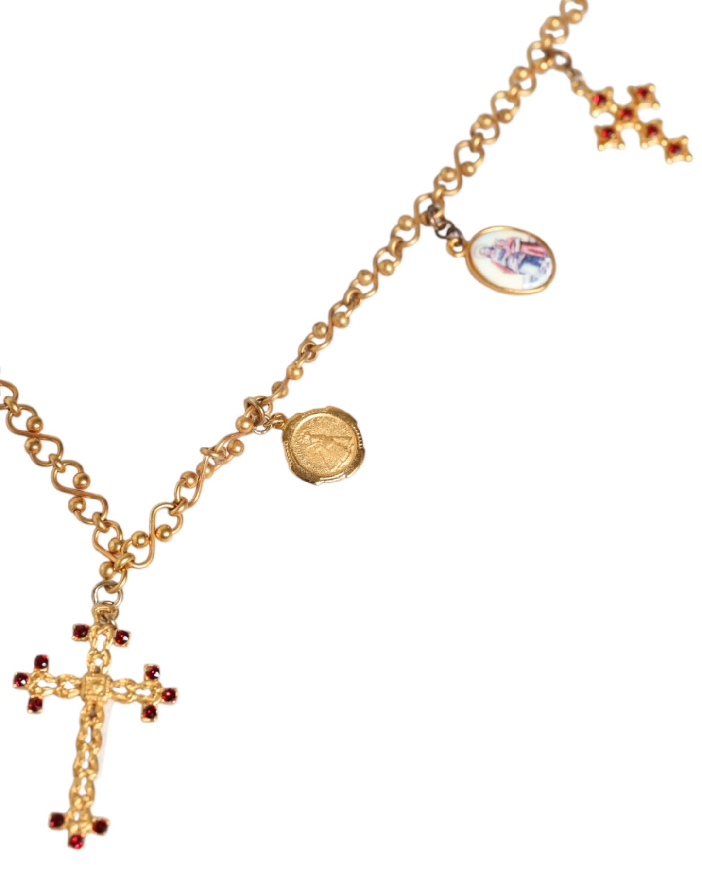 Dolce & Gabbana – Halskette mit religiösem Kreuzanhänger aus goldfarbener Messingkette