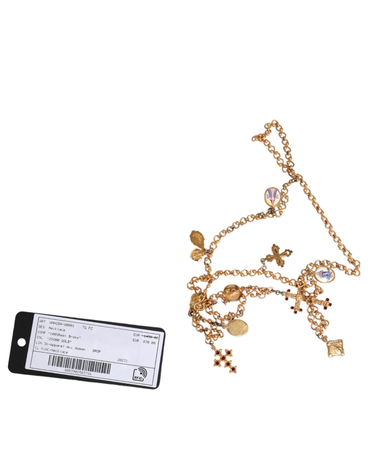 Dolce & Gabbana – Halskette mit religiösem Kreuzanhänger aus goldfarbener Messingkette