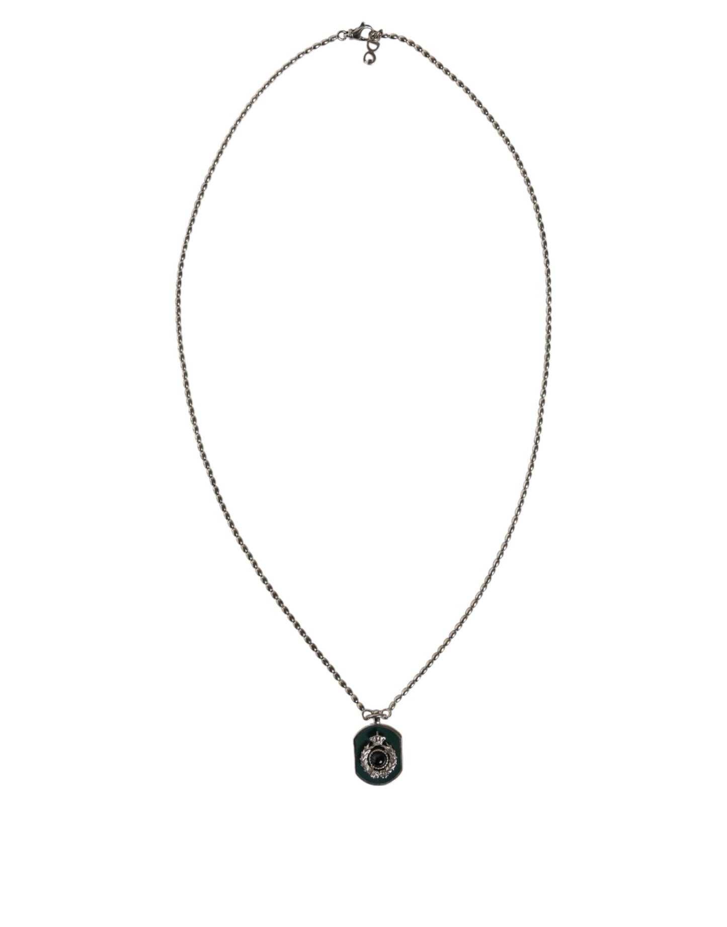 Dolce & Gabbana – Logo-Halskette mit Kettenbalken und Edelsteinanhänger aus Sterlingsilber 925