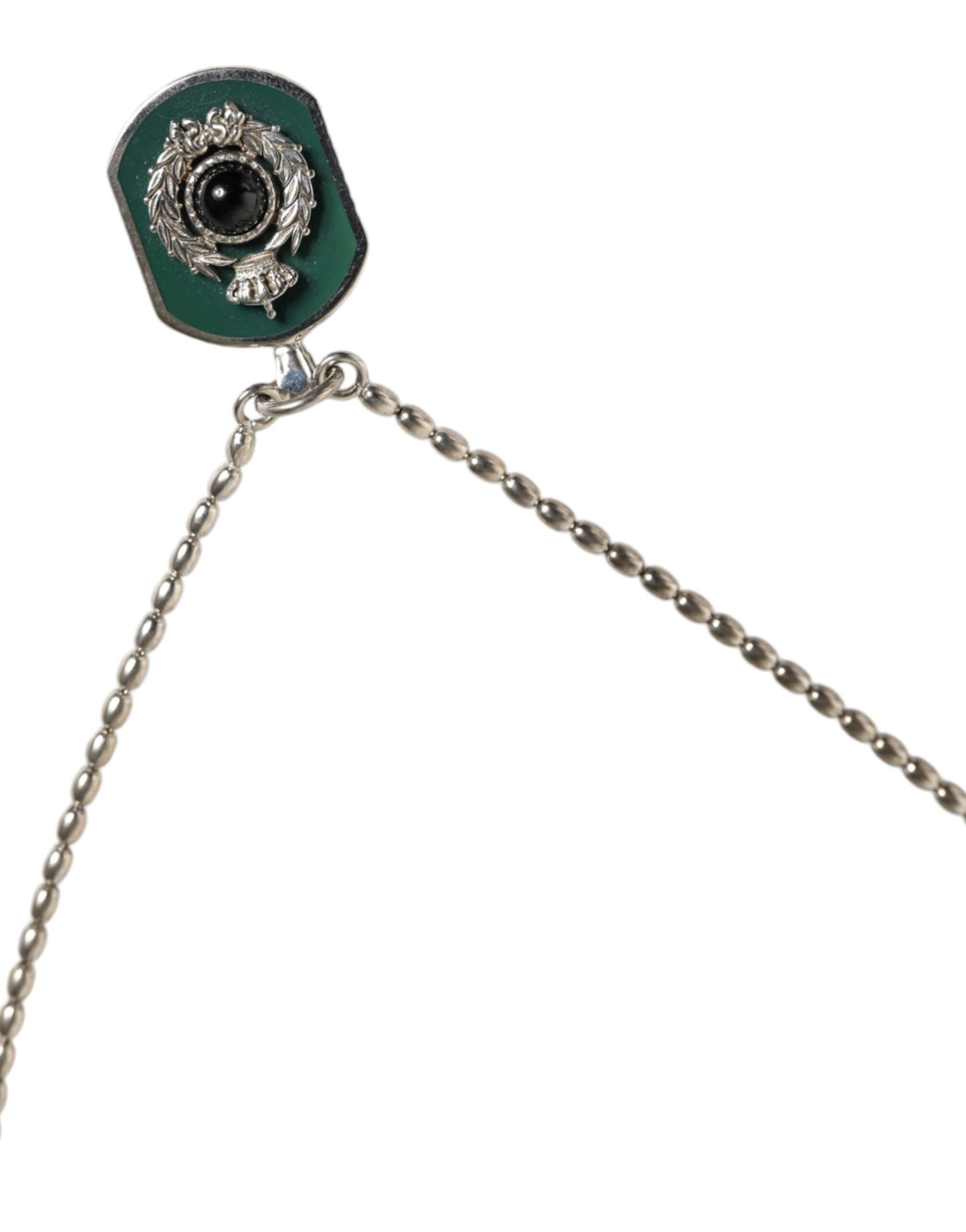 Dolce & Gabbana – Logo-Halskette mit Kettenbalken und Edelsteinanhänger aus Sterlingsilber 925
