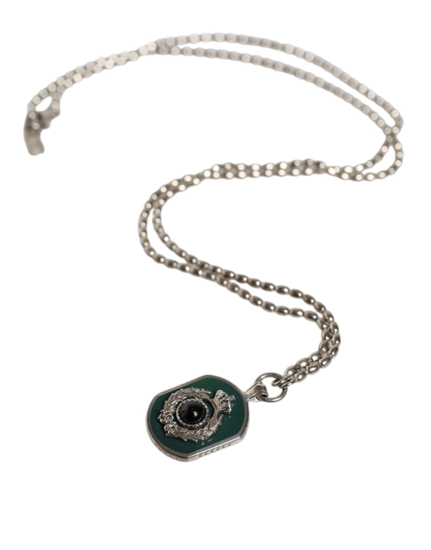 Dolce & Gabbana – Logo-Halskette mit Kettenbalken und Edelsteinanhänger aus Sterlingsilber 925