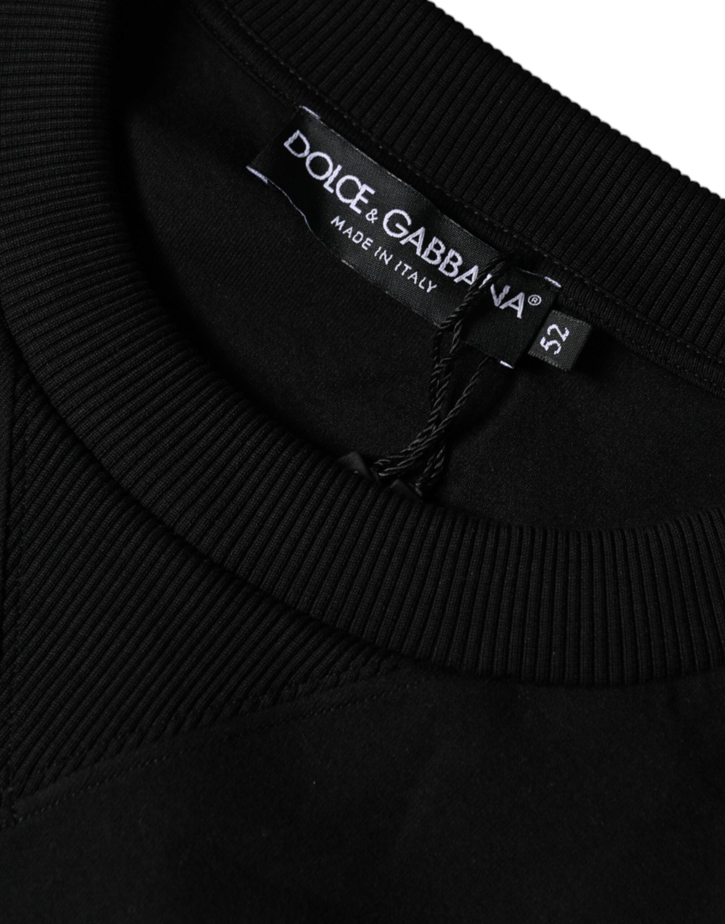 Dolce & Gabbana – Schwarzer Sweatshirt-Pullover mit Rundhalsausschnitt und Leopardenmuster