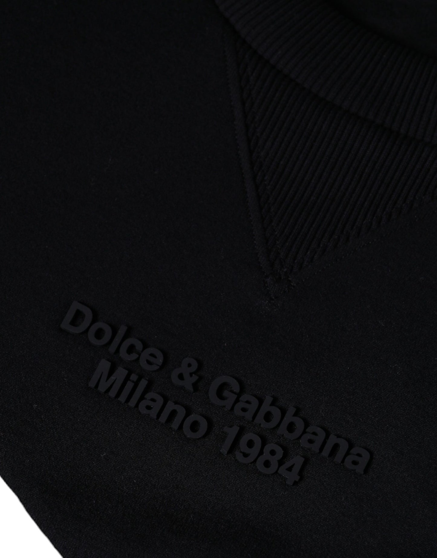 Dolce & Gabbana – Schwarzer Sweatshirt-Pullover mit Rundhalsausschnitt und Leopardenmuster