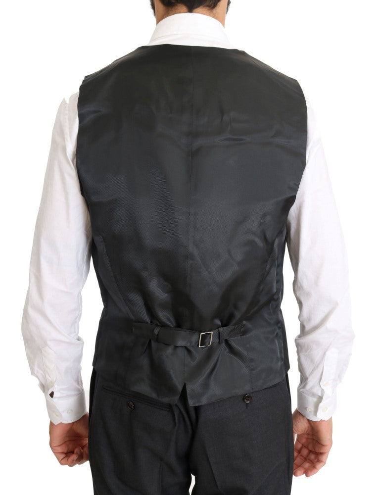 Dolce & Gabbana – Zweireihiger Slim-Fit-Anzug aus Wolle und Seide in Grau