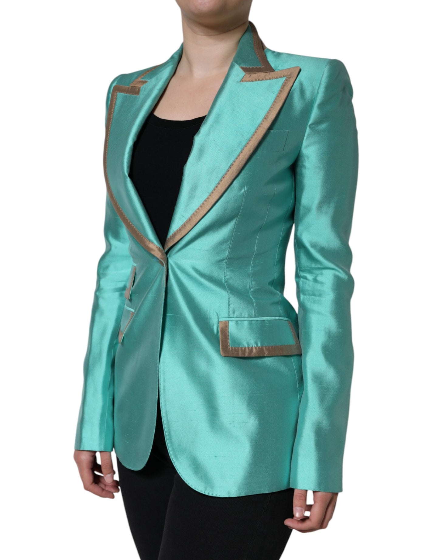Dolce & Gabbana – Einreihige Blazerjacke in Metallic-Grün