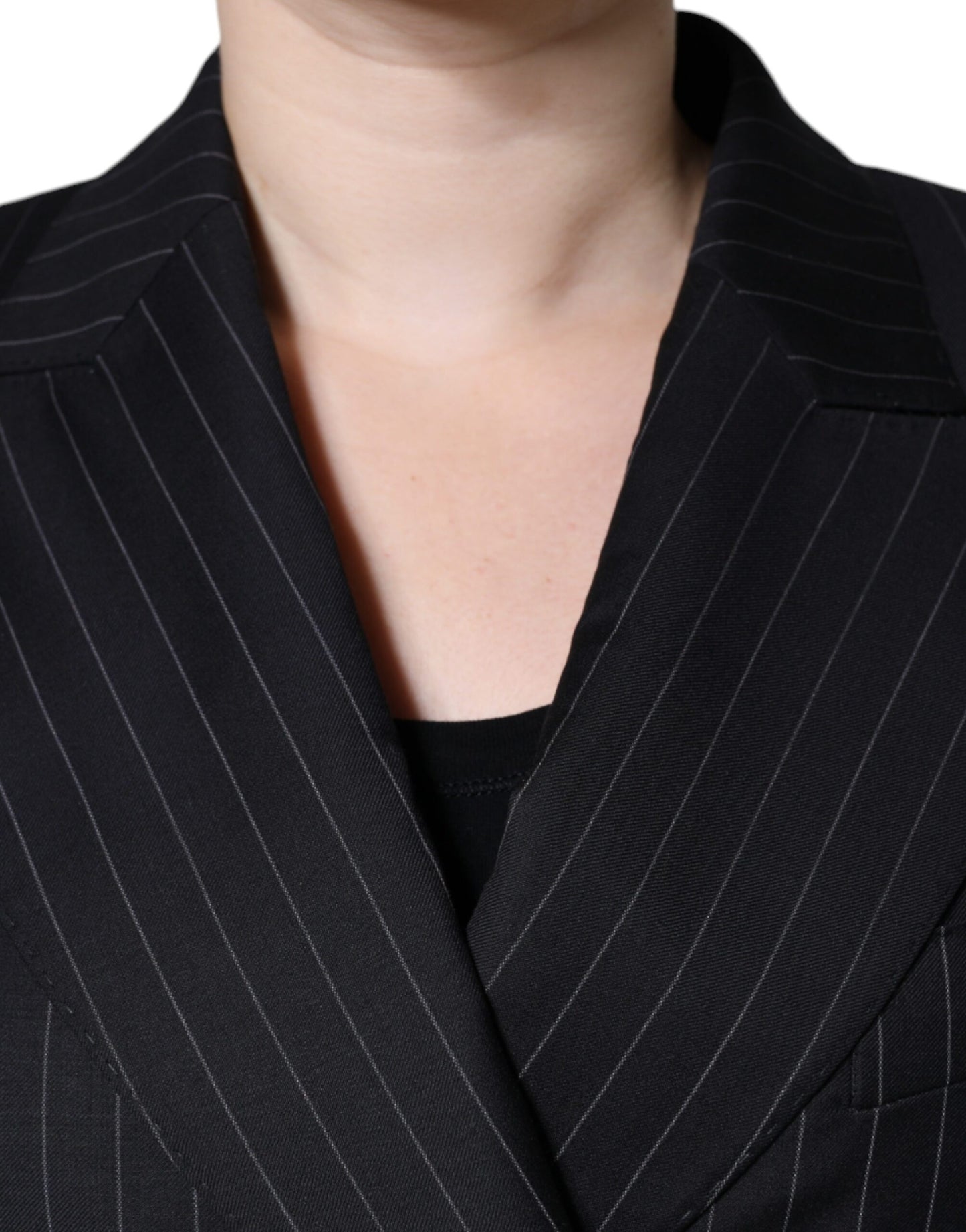 Dolce & Gabbana – Schwarz gestreifte, zweireihige Manteljacke