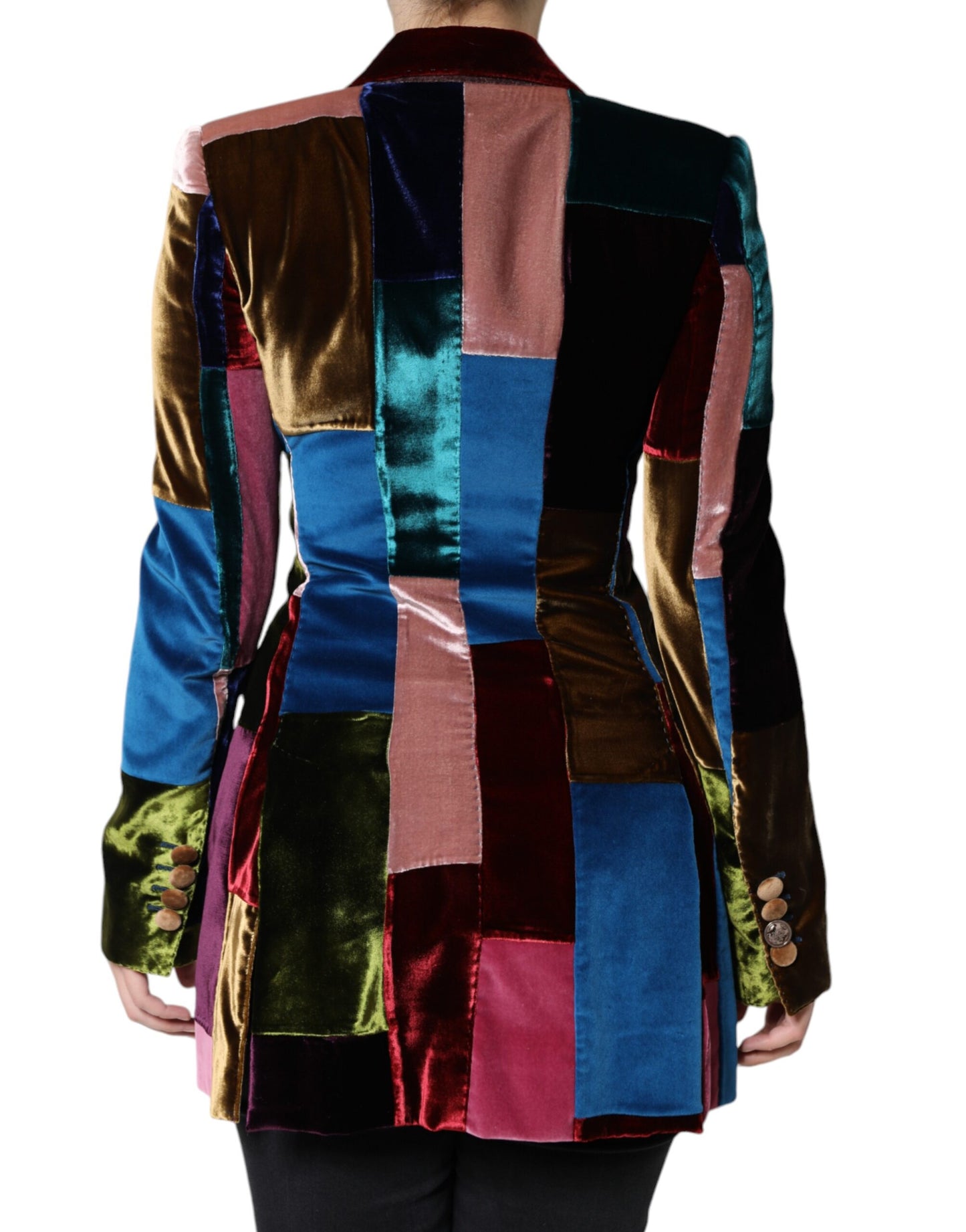 Dolce & Gabbana – Mehrfarbige, zweireihige Blazerjacke im Patchwork-Stil