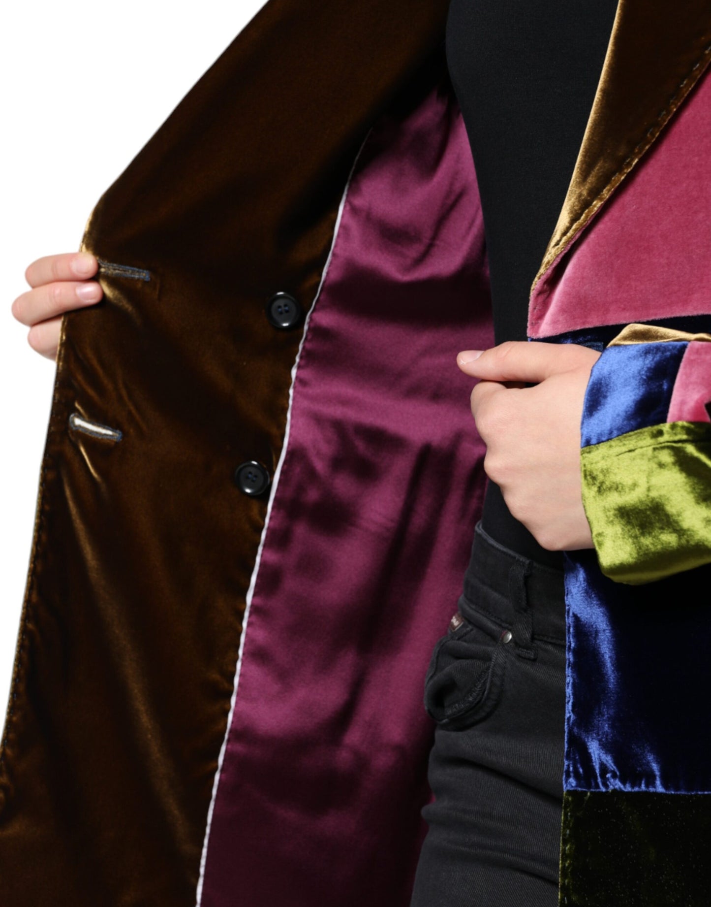 Dolce & Gabbana – Mehrfarbige, zweireihige Blazerjacke im Patchwork-Stil