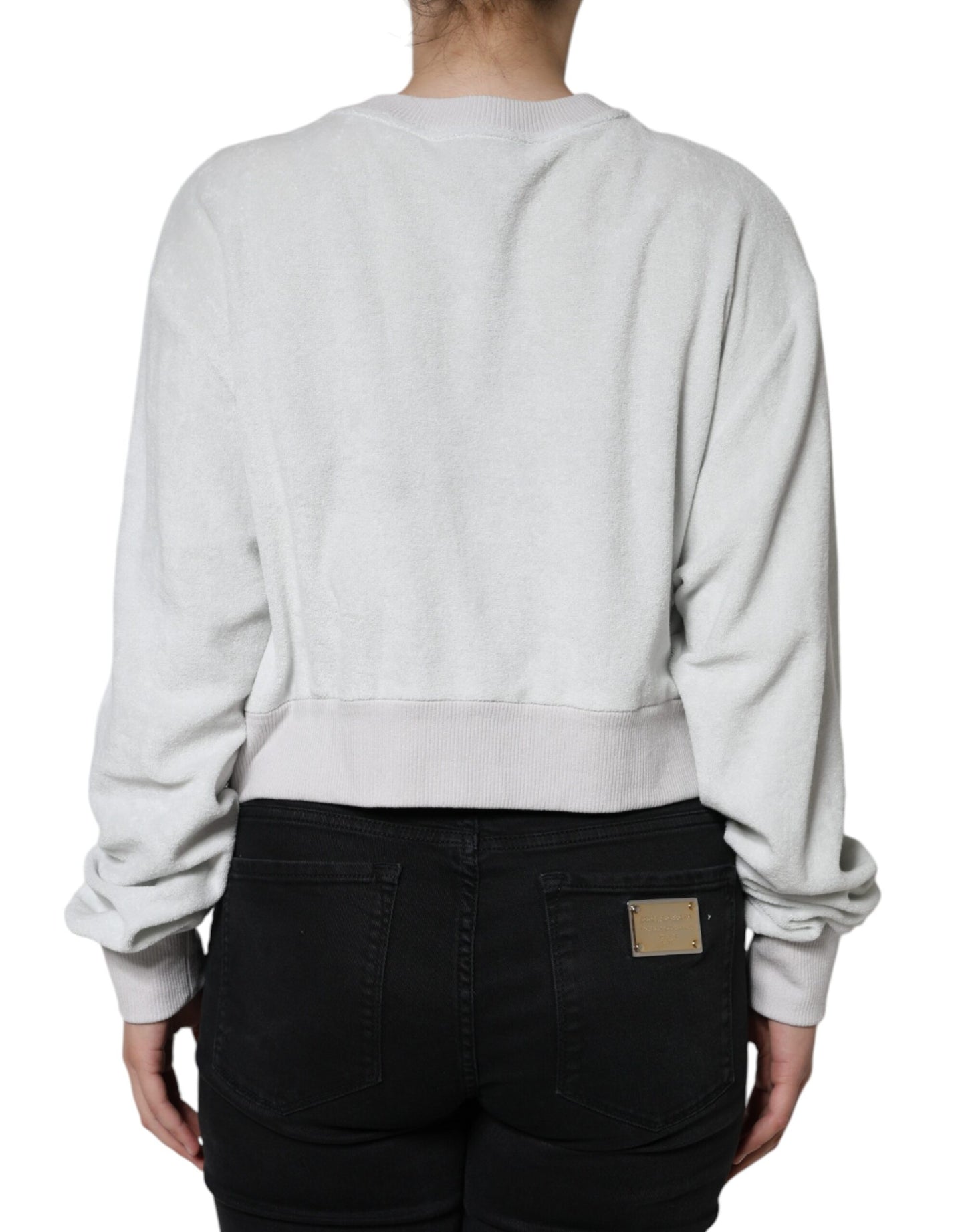 Dolce & Gabbana – Weißer Pullover mit Rundhalsausschnitt aus Nylon-Stretch