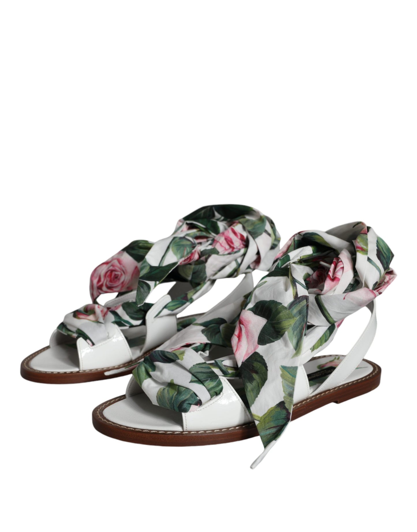 Dolce & Gabbana Sandalen mit mehrfarbigem Blumendruck und Knöchelriemen