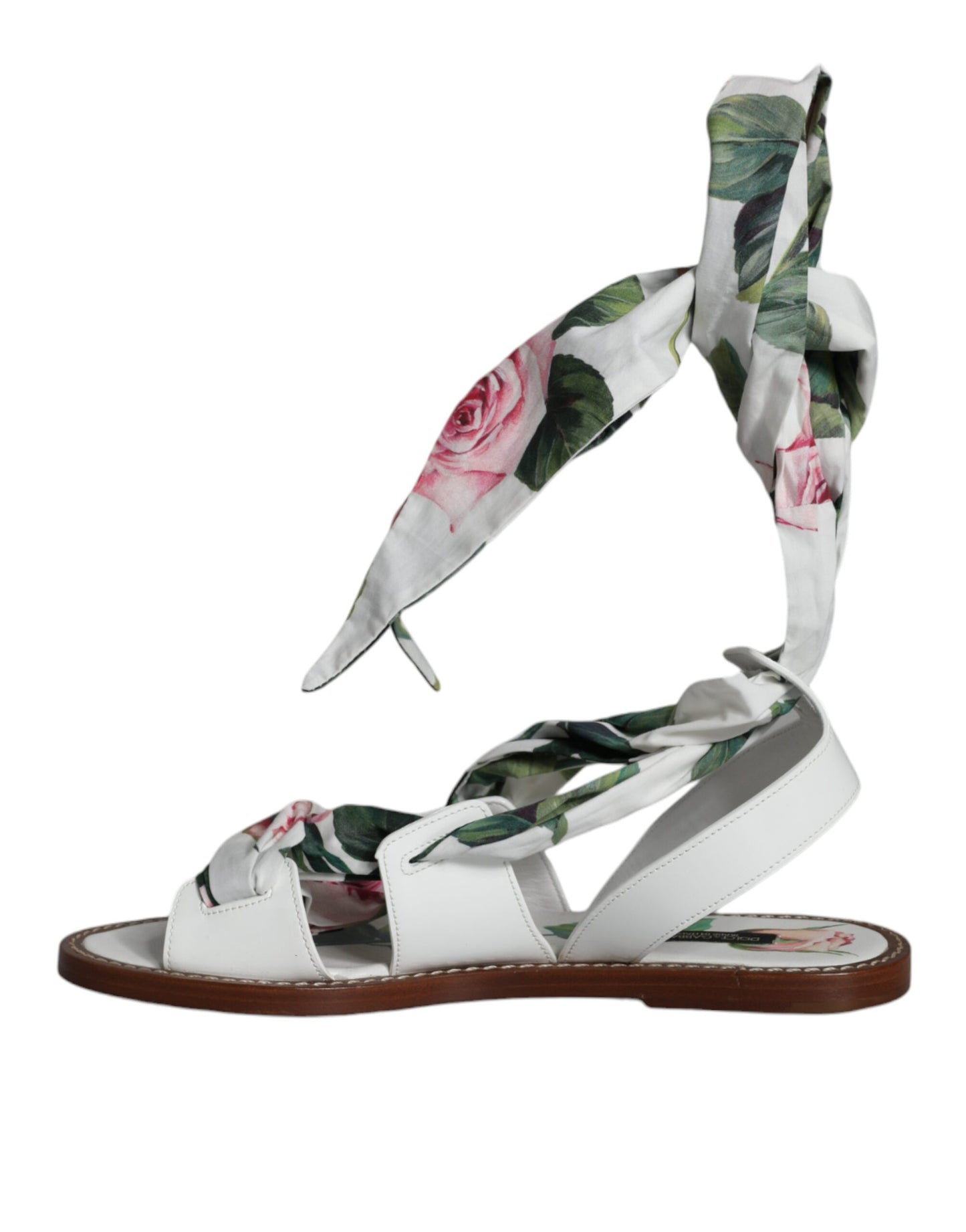 Dolce & Gabbana Sandalen mit mehrfarbigem Blumendruck und Knöchelriemen
